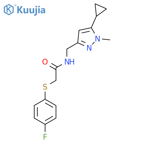 N-(5-cyclopropyl-1-methyl-1H-pyrazol-3-yl)methyl-2-(4-fluorophenyl)sulfanylacetamide structure
