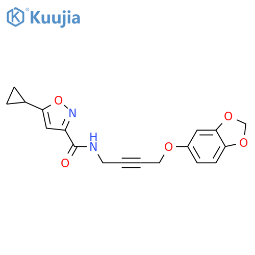 N-4-(2H-1,3-benzodioxol-5-yloxy)but-2-yn-1-yl-5-cyclopropyl-1,2-oxazole-3-carboxamide structure