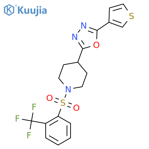 4-5-(thiophen-3-yl)-1,3,4-oxadiazol-2-yl-1-2-(trifluoromethyl)benzenesulfonylpiperidine structure