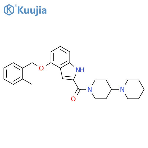 1'-{4-(2-methylphenyl)methoxy-1H-indole-2-carbonyl}-1,4'-bipiperidine structure
