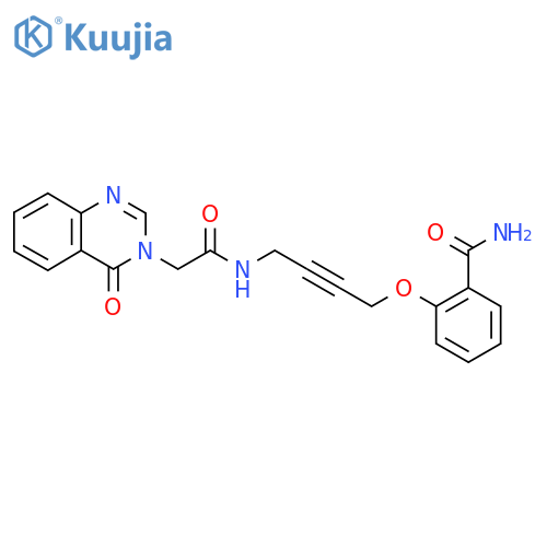 2-({4-2-(4-oxo-3,4-dihydroquinazolin-3-yl)acetamidobut-2-yn-1-yl}oxy)benzamide structure