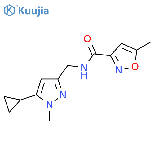 N-(5-cyclopropyl-1-methyl-1H-pyrazol-3-yl)methyl-5-methyl-1,2-oxazole-3-carboxamide structure