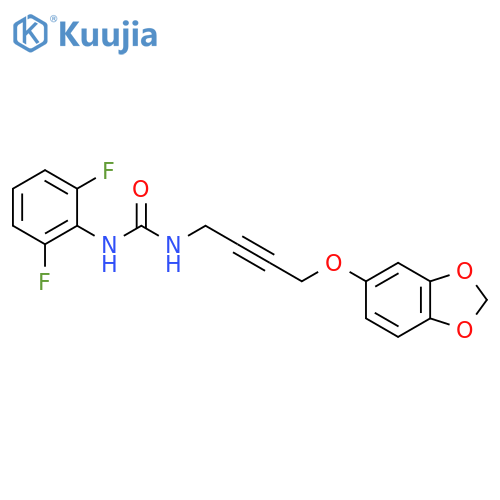 3-[4-(2H-1,3-benzodioxol-5-yloxy)but-2-yn-1-yl]-1-(2,6-difluorophenyl)urea structure