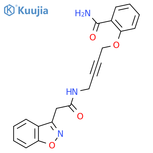 2-({4-2-(1,2-benzoxazol-3-yl)acetamidobut-2-yn-1-yl}oxy)benzamide structure