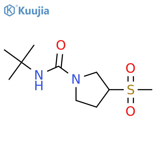 N-tert-butyl-3-methanesulfonylpyrrolidine-1-carboxamide structure