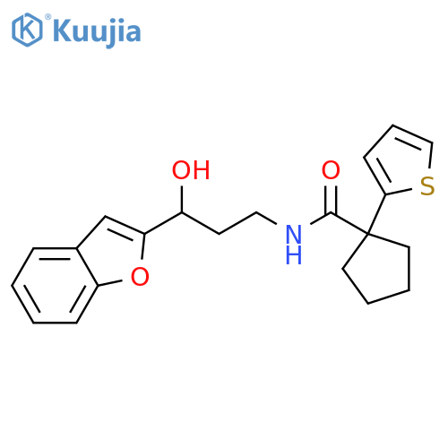 N-3-(1-benzofuran-2-yl)-3-hydroxypropyl-1-(thiophen-2-yl)cyclopentane-1-carboxamide structure