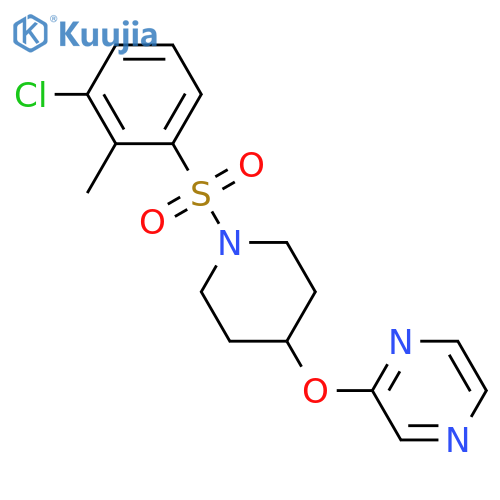2-{[1-(3-chloro-2-methylbenzenesulfonyl)piperidin-4-yl]oxy}pyrazine structure