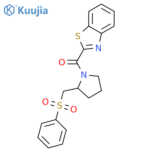 2-{2-(benzenesulfonyl)methylpyrrolidine-1-carbonyl}-1,3-benzothiazole structure