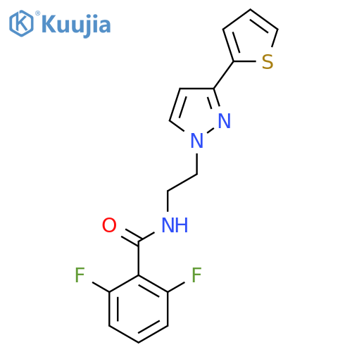 2,6-difluoro-N-{2-3-(thiophen-2-yl)-1H-pyrazol-1-ylethyl}benzamide structure