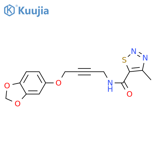 N-4-(2H-1,3-benzodioxol-5-yloxy)but-2-yn-1-yl-4-methyl-1,2,3-thiadiazole-5-carboxamide structure