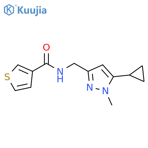 N-[(5-cyclopropyl-1-methyl-1H-pyrazol-3-yl)methyl]thiophene-3-carboxamide structure