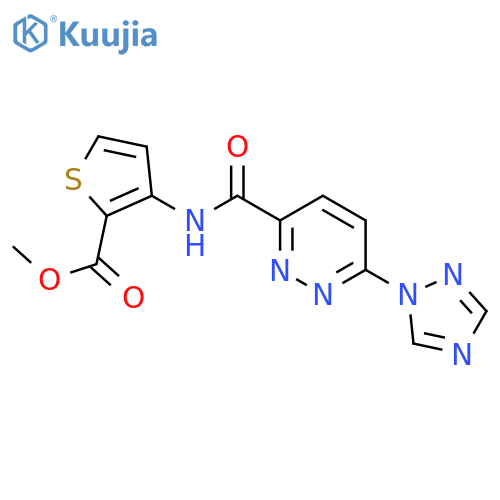 methyl 3-[6-(1H-1,2,4-triazol-1-yl)pyridazine-3-amido]thiophene-2-carboxylate structure
