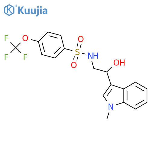 N-2-hydroxy-2-(1-methyl-1H-indol-3-yl)ethyl-4-(trifluoromethoxy)benzene-1-sulfonamide structure