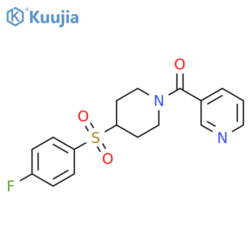 3-4-(4-fluorobenzenesulfonyl)piperidine-1-carbonylpyridine structure