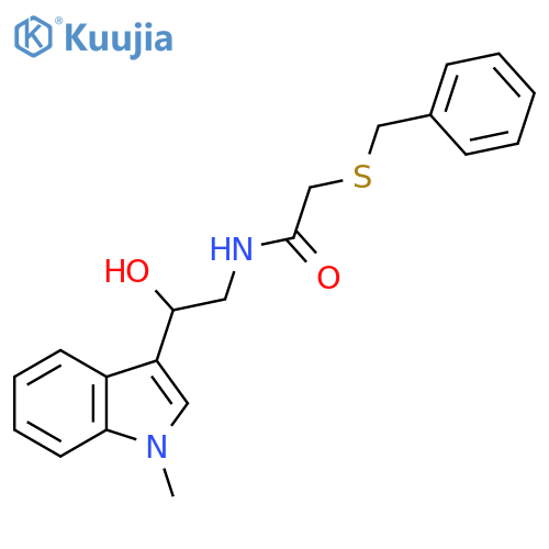 2-(benzylsulfanyl)-N-2-hydroxy-2-(1-methyl-1H-indol-3-yl)ethylacetamide structure