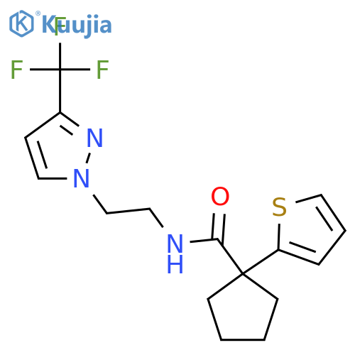1-(thiophen-2-yl)-N-{2-3-(trifluoromethyl)-1H-pyrazol-1-ylethyl}cyclopentane-1-carboxamide structure