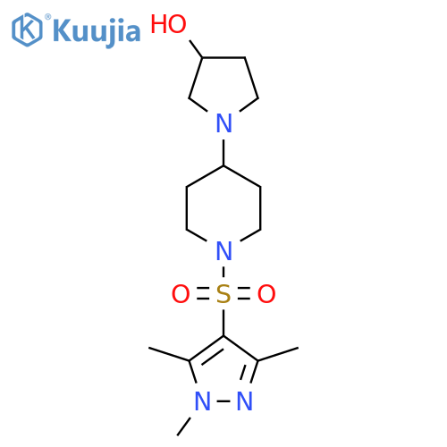 1-{1-[(1,3,5-trimethyl-1H-pyrazol-4-yl)sulfonyl]piperidin-4-yl}pyrrolidin-3-ol structure