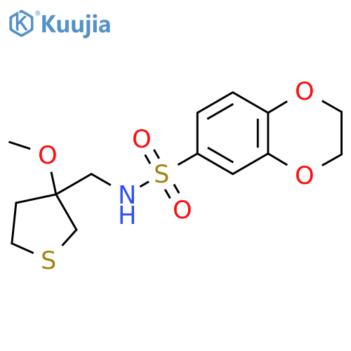 N-(3-methoxythiolan-3-yl)methyl-2,3-dihydro-1,4-benzodioxine-6-sulfonamide structure