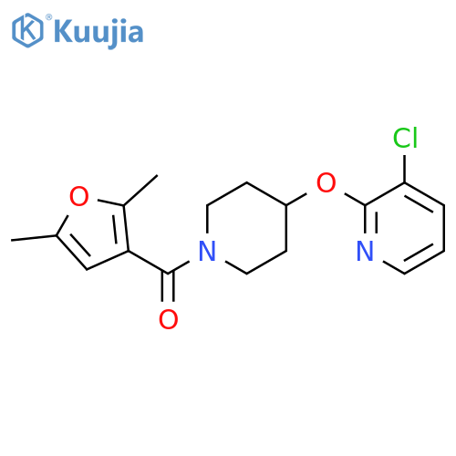 3-chloro-2-{[1-(2,5-dimethylfuran-3-carbonyl)piperidin-4-yl]oxy}pyridine structure