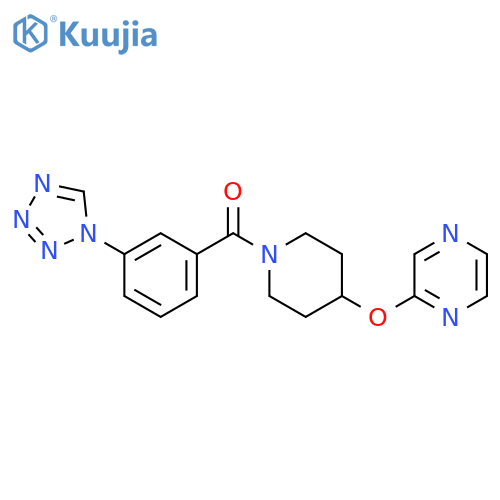 2-({1-[3-(1H-1,2,3,4-tetrazol-1-yl)benzoyl]piperidin-4-yl}oxy)pyrazine structure