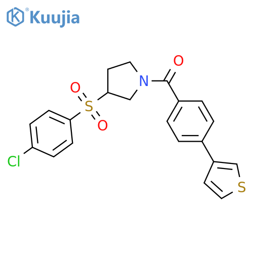 3-(4-chlorobenzenesulfonyl)-1-[4-(thiophen-3-yl)benzoyl]pyrrolidine structure