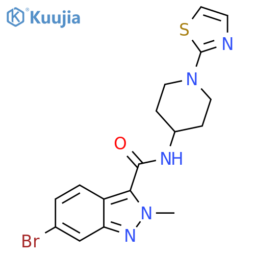 6-bromo-2-methyl-N-(1-(thiazol-2-yl)piperidin-4-yl)-2H-indazole-3-carboxamide structure