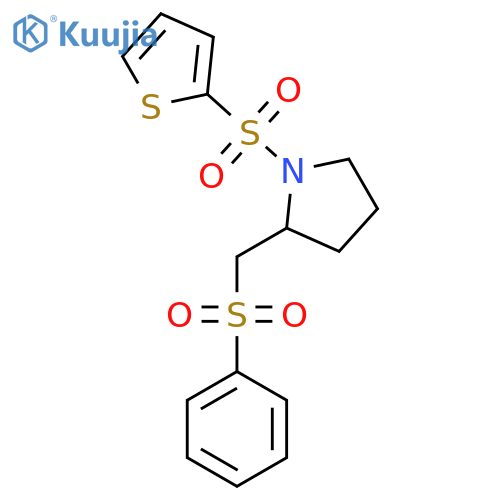 2-(benzenesulfonyl)methyl-1-(thiophene-2-sulfonyl)pyrrolidine structure