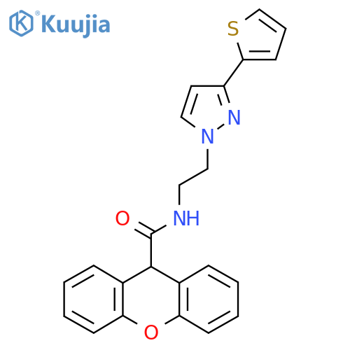 N-{2-3-(thiophen-2-yl)-1H-pyrazol-1-ylethyl}-9H-xanthene-9-carboxamide structure