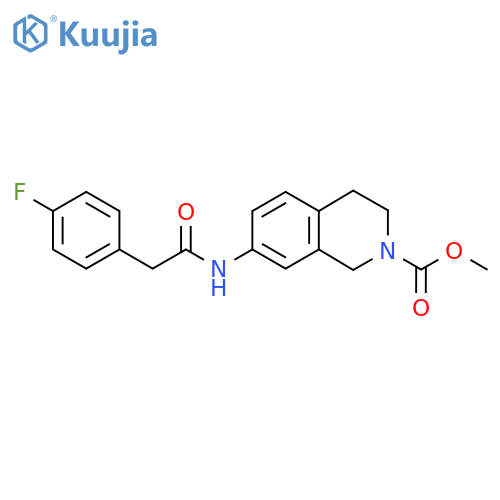 methyl 7-[2-(4-fluorophenyl)acetamido]-1,2,3,4-tetrahydroisoquinoline-2-carboxylate structure