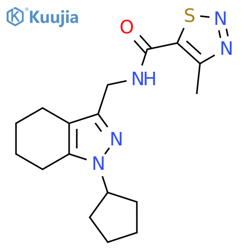 N-(1-cyclopentyl-4,5,6,7-tetrahydro-1H-indazol-3-yl)methyl-4-methyl-1,2,3-thiadiazole-5-carboxamide structure