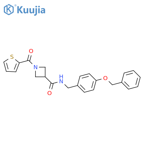 N-{4-(benzyloxy)phenylmethyl}-1-(thiophene-2-carbonyl)azetidine-3-carboxamide structure