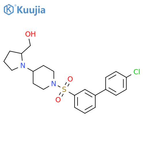 {1-1-({4'-chloro-1,1'-biphenyl-3-yl}sulfonyl)piperidin-4-ylpyrrolidin-2-yl}methanol structure