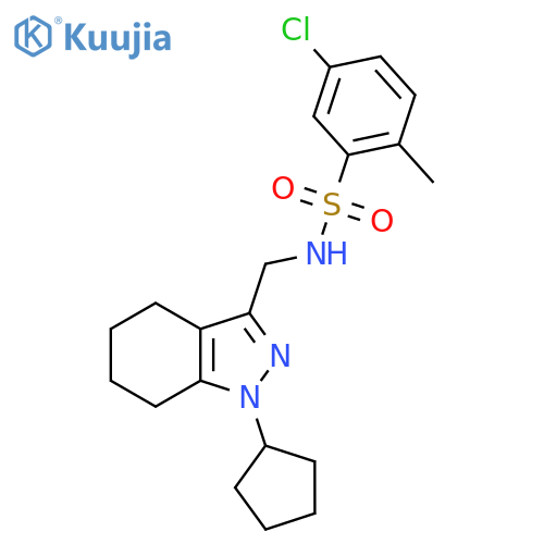 5-chloro-N-(1-cyclopentyl-4,5,6,7-tetrahydro-1H-indazol-3-yl)methyl-2-methylbenzene-1-sulfonamide structure