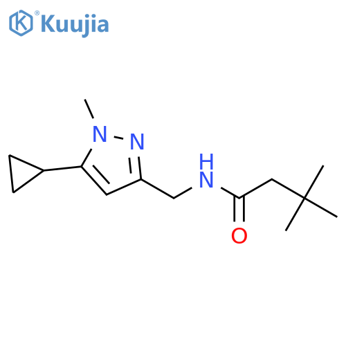 N-(5-cyclopropyl-1-methyl-1H-pyrazol-3-yl)methyl-3,3-dimethylbutanamide structure