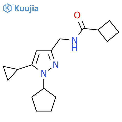 N-(1-cyclopentyl-5-cyclopropyl-1H-pyrazol-3-yl)methylcyclobutanecarboxamide structure