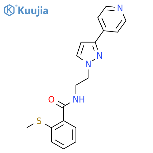 2-(methylsulfanyl)-N-{2-3-(pyridin-4-yl)-1H-pyrazol-1-ylethyl}benzamide structure