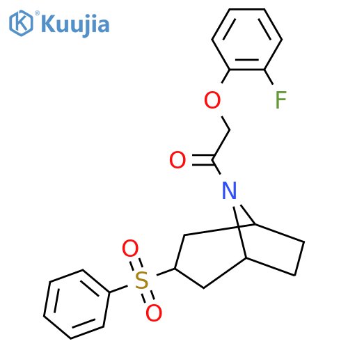 1-3-(benzenesulfonyl)-8-azabicyclo3.2.1octan-8-yl-2-(2-fluorophenoxy)ethan-1-one structure