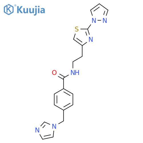 4-(1H-imidazol-1-yl)methyl-N-{2-2-(1H-pyrazol-1-yl)-1,3-thiazol-4-ylethyl}benzamide structure