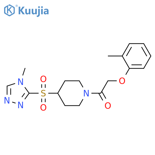 1-{4-(4-methyl-4H-1,2,4-triazol-3-yl)sulfonylpiperidin-1-yl}-2-(2-methylphenoxy)ethan-1-one structure