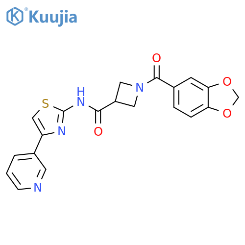 1-(2H-1,3-benzodioxole-5-carbonyl)-N-4-(pyridin-3-yl)-1,3-thiazol-2-ylazetidine-3-carboxamide structure