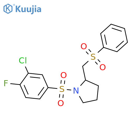 2-(benzenesulfonyl)methyl-1-(3-chloro-4-fluorobenzenesulfonyl)pyrrolidine structure