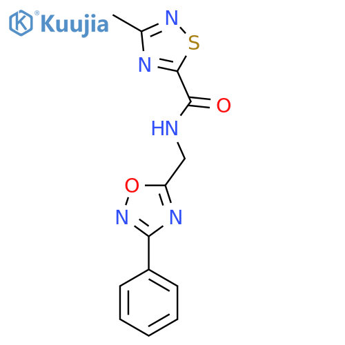 3-methyl-N-(3-phenyl-1,2,4-oxadiazol-5-yl)methyl-1,2,4-thiadiazole-5-carboxamide structure