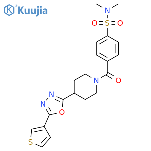 N,N-dimethyl-4-{4-5-(thiophen-3-yl)-1,3,4-oxadiazol-2-ylpiperidine-1-carbonyl}benzene-1-sulfonamide structure