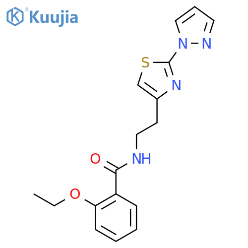 2-ethoxy-N-{2-2-(1H-pyrazol-1-yl)-1,3-thiazol-4-ylethyl}benzamide structure