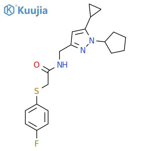 N-[(1-cyclopentyl-5-cyclopropyl-1H-pyrazol-3-yl)methyl]-2-[(4-fluorophenyl)sulfanyl]acetamide structure