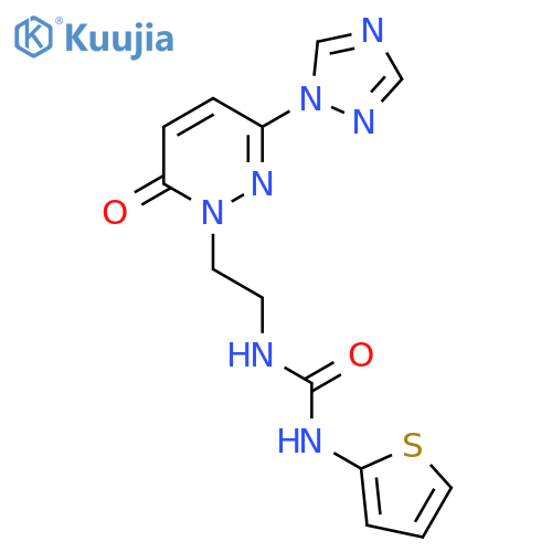 1-{2-6-oxo-3-(1H-1,2,4-triazol-1-yl)-1,6-dihydropyridazin-1-ylethyl}-3-(thiophen-2-yl)urea structure