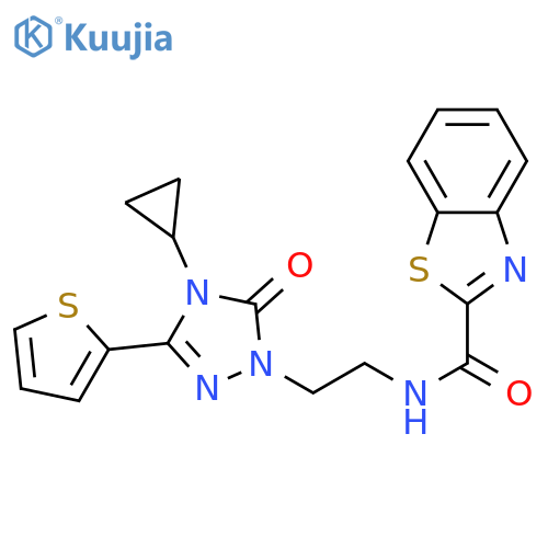 N-{2-4-cyclopropyl-5-oxo-3-(thiophen-2-yl)-4,5-dihydro-1H-1,2,4-triazol-1-ylethyl}-1,3-benzothiazole-2-carboxamide structure