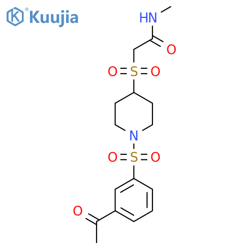 2-{1-(3-acetylbenzenesulfonyl)piperidin-4-ylsulfonyl}-N-methylacetamide structure