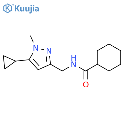 N-(5-cyclopropyl-1-methyl-1H-pyrazol-3-yl)methylcyclohexanecarboxamide structure