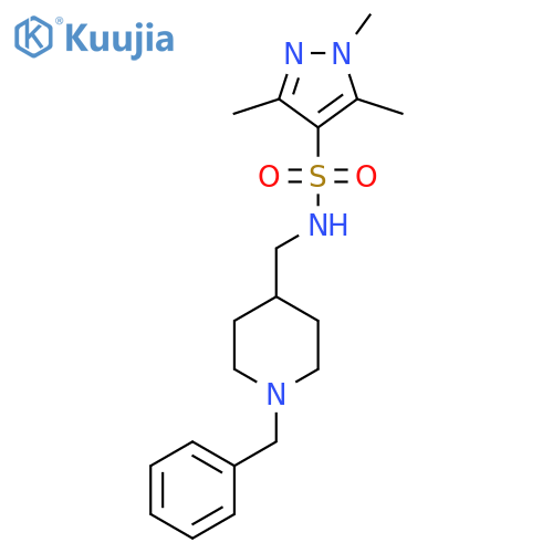 N-(1-benzylpiperidin-4-yl)methyl-1,3,5-trimethyl-1H-pyrazole-4-sulfonamide structure